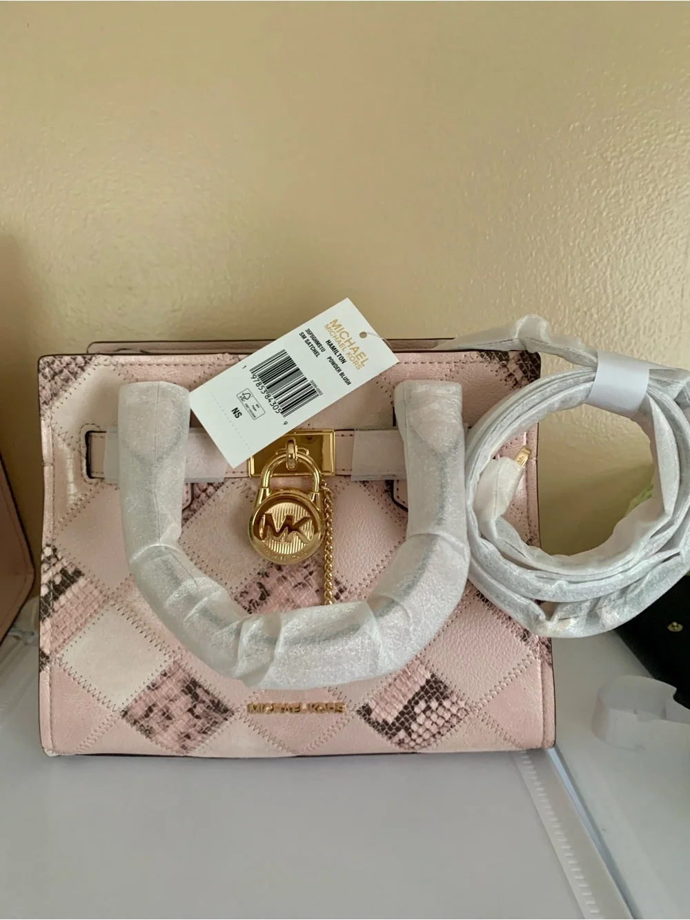Michael Kors Hamilton Small Patchwork & Snake Embossed Satchel NWT